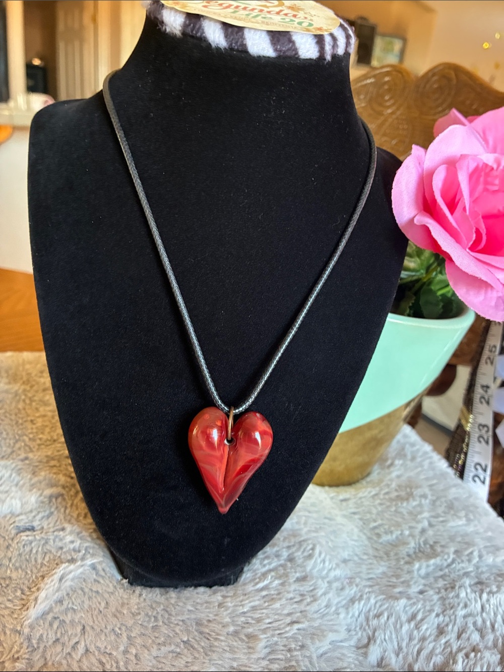 Handmade Red Heart Pendant Necklace - Women Jewelry